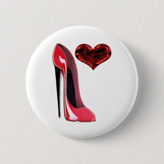 Red Stiletto-schoen en 3D-hartontwerp Ronde Button 5,7 Cm (Voorkant)