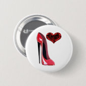 Red Stiletto-schoen en 3D-hartontwerp Ronde Button 5,7 Cm (Voorkant /achterkant)