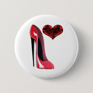 Red Stiletto-schoen en 3D-hartontwerp Ronde Button 5,7 Cm