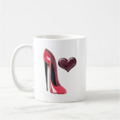 Red Stiletto Shoe and Heart Koffiemok (Links)