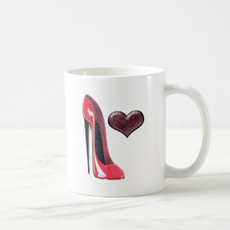 Red Stiletto Shoe and Heart Koffiemok