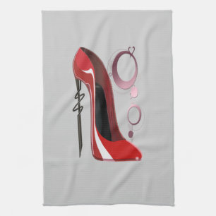 Red Stiletto Shoe Art en Bangles Theedoek
