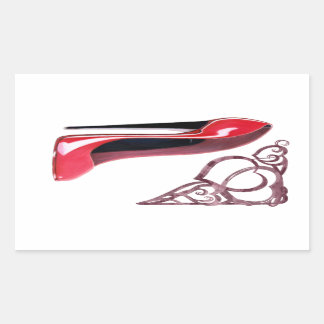 Red Stiletto Shoe Art en Heart Swirls Rechthoekige Sticker