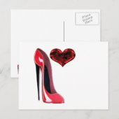 Red Stiletto Shoe en 3D Heart Briefkaart (Voorkant / Achterkant)