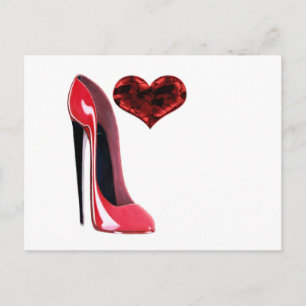 Red Stiletto Shoe en 3D Heart Briefkaart