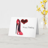 Red Stiletto Shoe en 3D Heart Kaart (Gele Bloem)