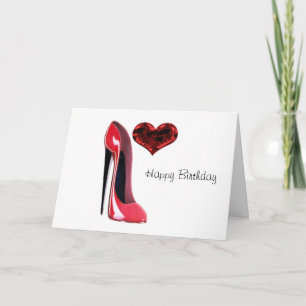 Red Stiletto Shoe en 3D Heart Kaart
