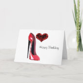 Red Stiletto Shoe en 3D Heart Kaart (Voorkant)