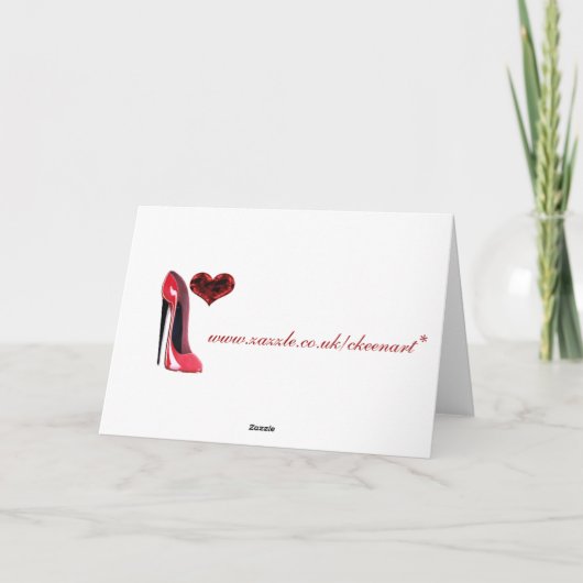 Red Stiletto Shoe en 3D Heart Kaart (Achterkant)