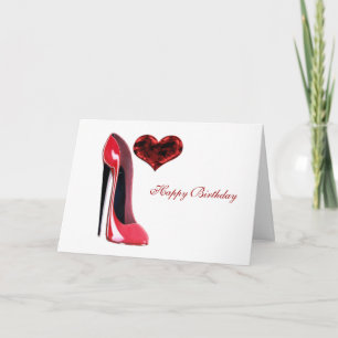 Red Stiletto Shoe en 3D Heart Kaart