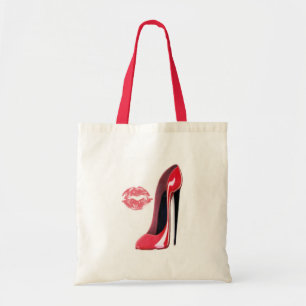 Red Stiletto Shoe en Kiss Art Tote Bag