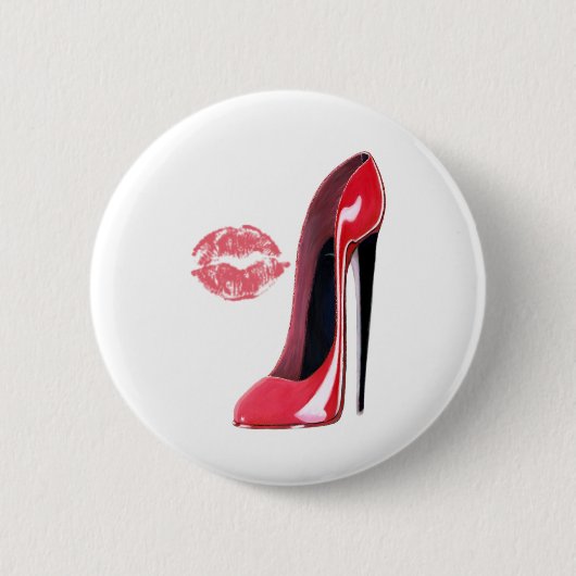 Red Stiletto Shoe en Kiss Ronde Button 5,7 Cm (Voorkant)