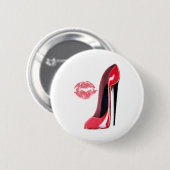 Red Stiletto Shoe en Kiss Ronde Button 5,7 Cm (Voorkant /achterkant)