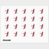 Red Stiletto Shoe en Kiss Ronde Sticker (Vel)