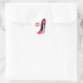 Red Stiletto Shoe en Kiss Ronde Sticker (Tas)