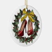 Red Stiletto Shoe Wreath Custom kerstsiered Keramisch Ornament (Rechts)
