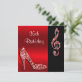 Red Stiletto & Treble Cleft 35th Birthday Kaart (Staand voorkant)