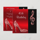 Red Stiletto & Treble Cleft 45e verjaardag Kaart (Voorkant / Achterkant)