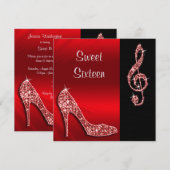 Red Stiletto & Treble Cleft Sweet 16 Kaart (Voorkant / Achterkant)