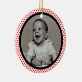 Red Stippen Black Trim Photo Lijst Keramisch Ornament (Rechts)