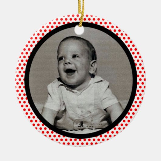 Red Stippen Black Trim Photo Lijst Keramisch Ornament (Voorkant)