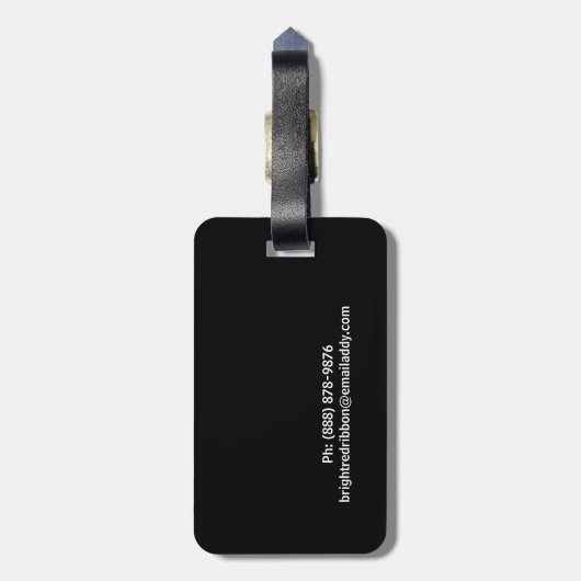 Red Stitched Ribbon - Gepersonaliseerd Girly Monog Bagagelabel (Achterkant verticaal)