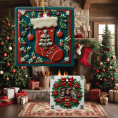 Red Stocking Christmas  Keramisch Ornament