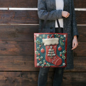 Red Stocking Christmas Tote Bag