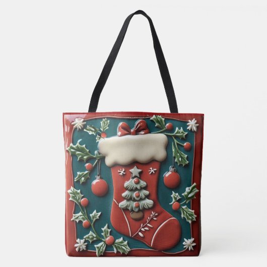 Red Stocking Christmas Tote Bag (Voorkant)