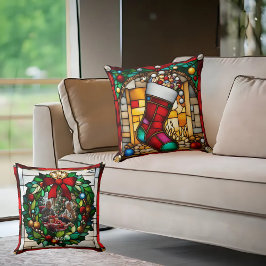 Red Stocking Faux Glas in lood Kussen