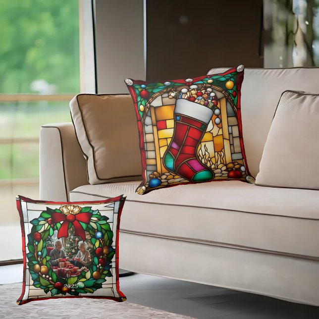 Red Stocking Faux Glas in lood Kussen (Creator heeft geüpload)