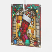 Red Stocking Faux Glas in lood Ornament (Voorkant links)