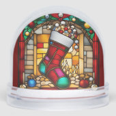 Red Stocking Faux Glas in lood Sneeuwbol (Voorkant)