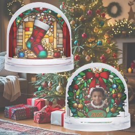 Red Stocking Faux Glas in lood Sneeuwbol