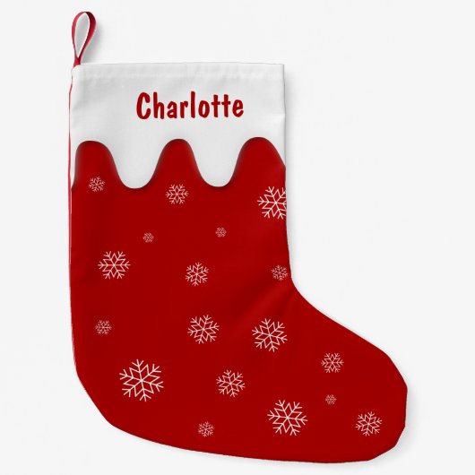 Red Stocking met Snowflakes kerstblokkering Kleine Kerstsok (Voorkant)