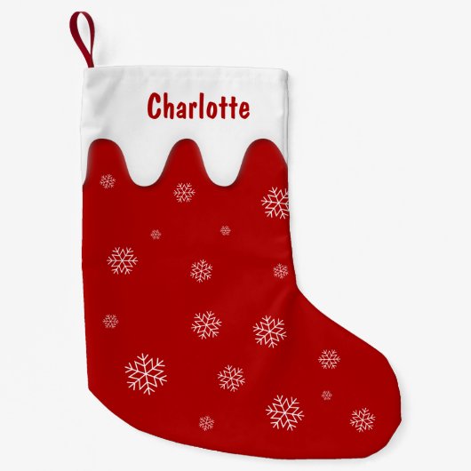 Red Stocking met Snowflakes kerstblokkering Kleine Kerstsok (Voorkant)