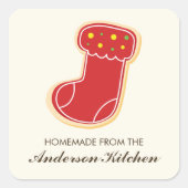 Red Stocking Rainbow Sprinkles Cookie Vierkante Sticker (Voorkant)