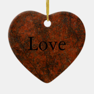 Red Stone Heart Print Keramisch Ornament
