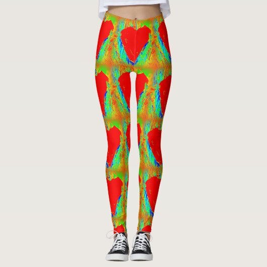Red Stone Hearts Green Leggings (Voorkant)