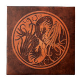 Red Stone Yin Yang Phoenix Tegeltje (Voorkant)