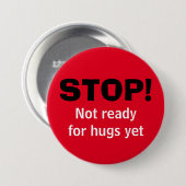 Red STOP No Hugs Button (Voorkant /achterkant)