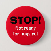 Red STOP No Hugs Button (Voorkant)
