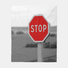 Red Stop Road Sign Minimalistisch Fotografie Poste Fleece Deken