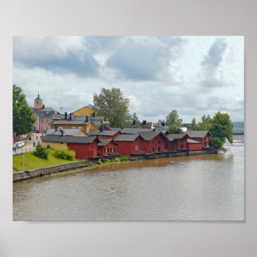 Red Storehouses, Porvoo, Finland Poster (Voorkant)