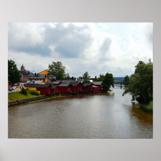 Red Storehouses, Porvoo, Finland Poster (Voorkant)