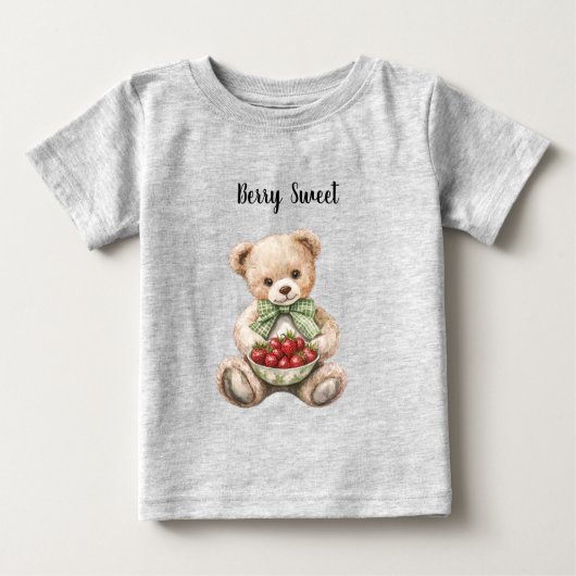 Red Strawberries Berry Sweet Green Bow Teddy Bear (Voorkant)