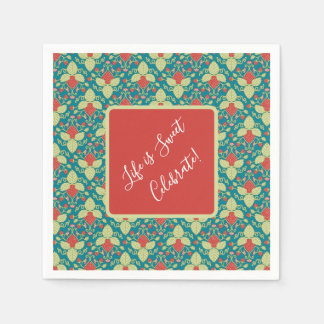 Red Strawberries, Flowers, Fruit and Runners Servet