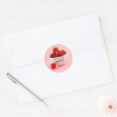 Red Strawberries Photo On Pink Happy Birthday Ronde Sticker (Envelop)