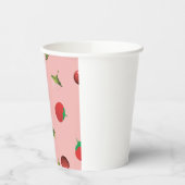 Red Strawberry and Cherry Pattern Pink Fruit Papieren Bekers (Links)