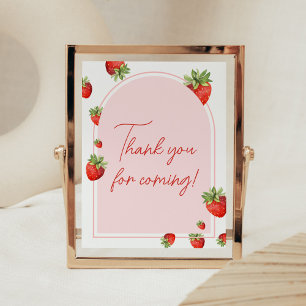 Red Strawberry Baby shower Bedankt voor je komst Poster